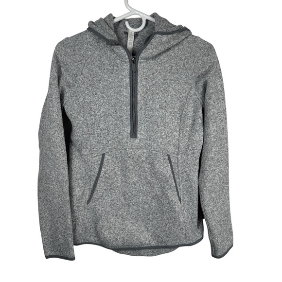 Lululemon Fleece & Thank You Pullover, Heathered White/Battleship, Size 6 - Picture 5 of 12